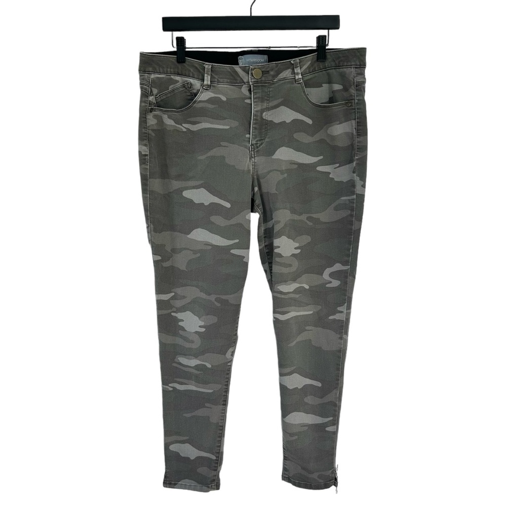 WIT & WISDOM Grey Green Camo Ankle Jeans 16